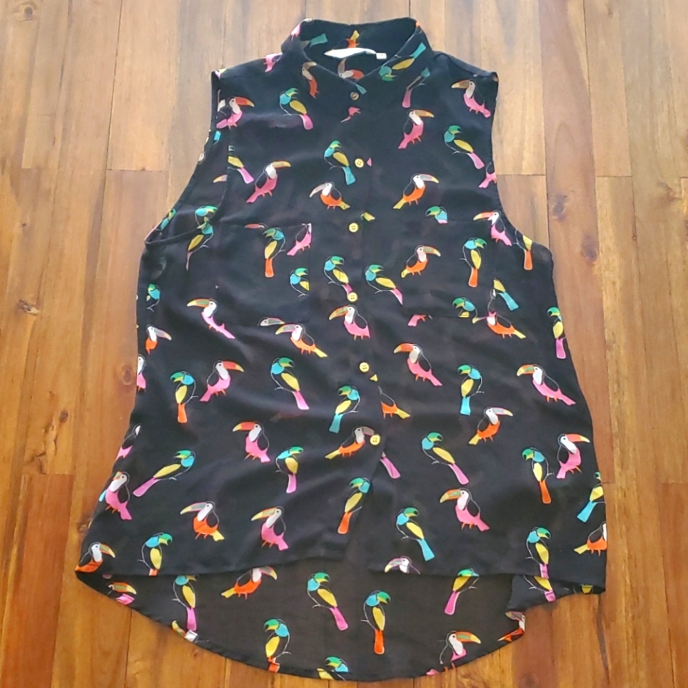 Toucan bird print blouse tank top